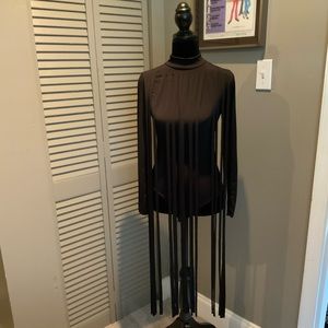 Fringe Black Body Suit, Small